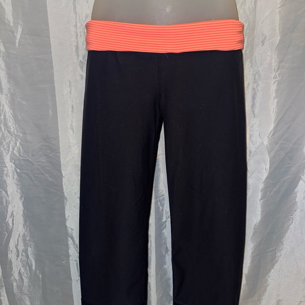 Black Yoga Pants with Coral Waistband